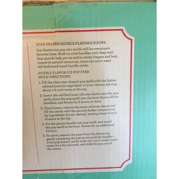 Martha Stewart Collection Macy's Set of 6 Ice Pop Star Popsicle Molds NEW - Picture 6 of 7